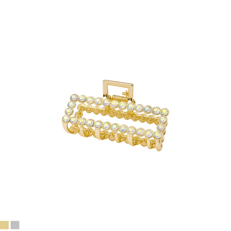 Mini Gold Rhinestone Rectangle Hair Claw