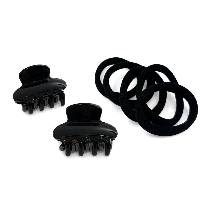 Mini Hair Claw & Elastic Set – Classic Combo Edition