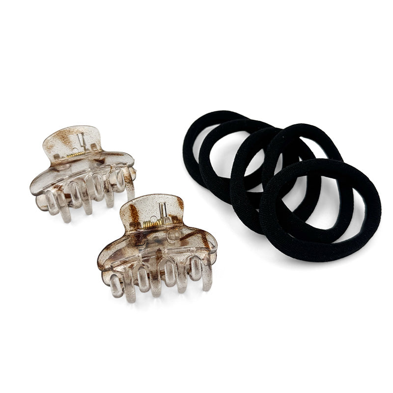Mini Hair Claw & Elastic Set – Classic Combo Edition