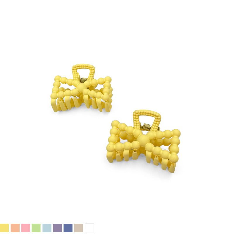 Set of 2 Mini Matte Beaded Bow Hair Claws