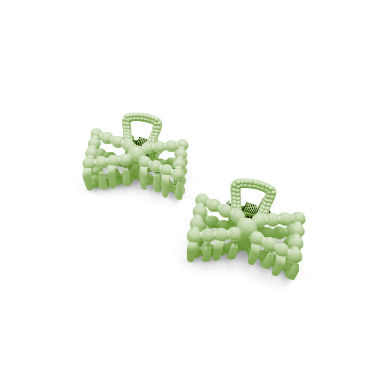 Set of 2 Mini Matte Beaded Bow Hair Claws