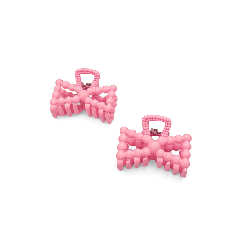 Set of 2 Mini Matte Beaded Bow Hair Claws