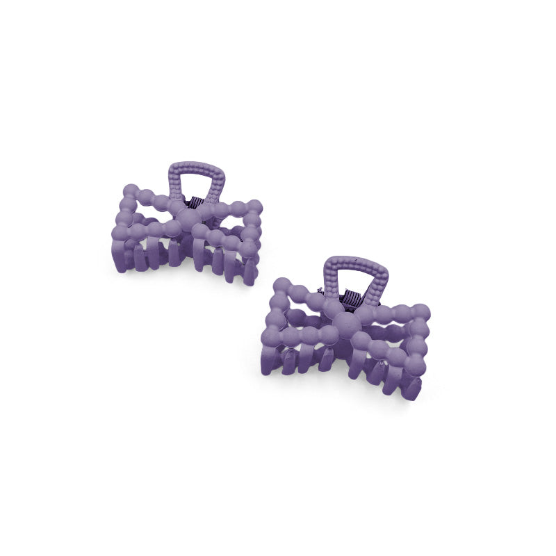 Set of 2 Mini Matte Beaded Bow Hair Claws