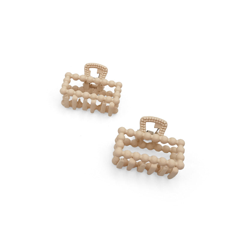Set of 2 Mini Matte Beaded Rectangle Hair Claws