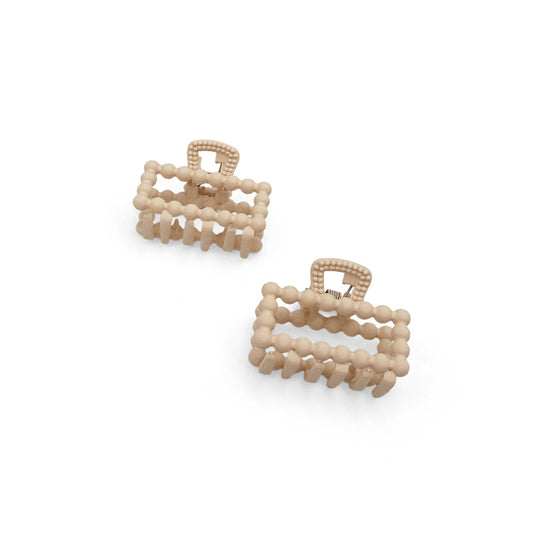 Set of 2 Mini Matte Beaded Rectangle Hair Claws