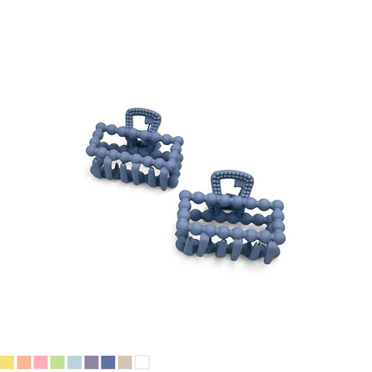 Set of 2 Mini Matte Beaded Rectangle Hair Claws