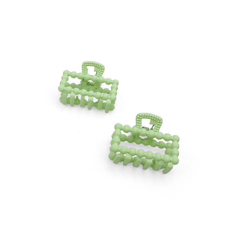 Set of 2 Mini Matte Beaded Rectangle Hair Claws