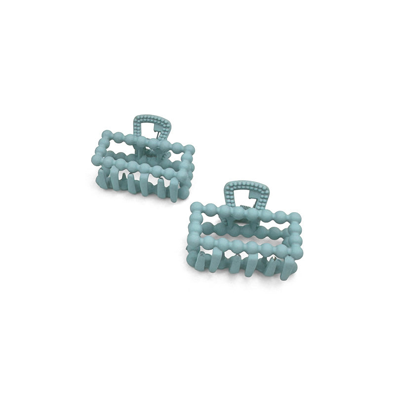 Set of 2 Mini Matte Beaded Rectangle Hair Claws