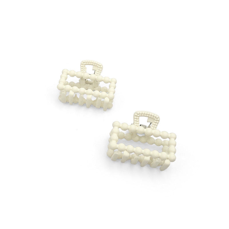 Set of 2 Mini Matte Beaded Rectangle Hair Claws