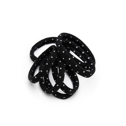 Pack of 6 Black Hair Ties with Dots Design