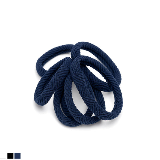 Pack of 6 Hair Ties – Navy, White & Black