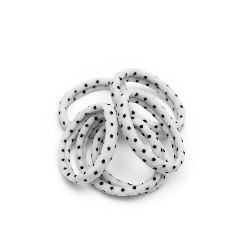 Pack of 6 White Hair Ties with Dots Design