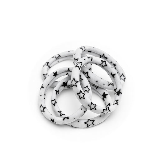 Pack of 6 White Hair Ties with Star Design