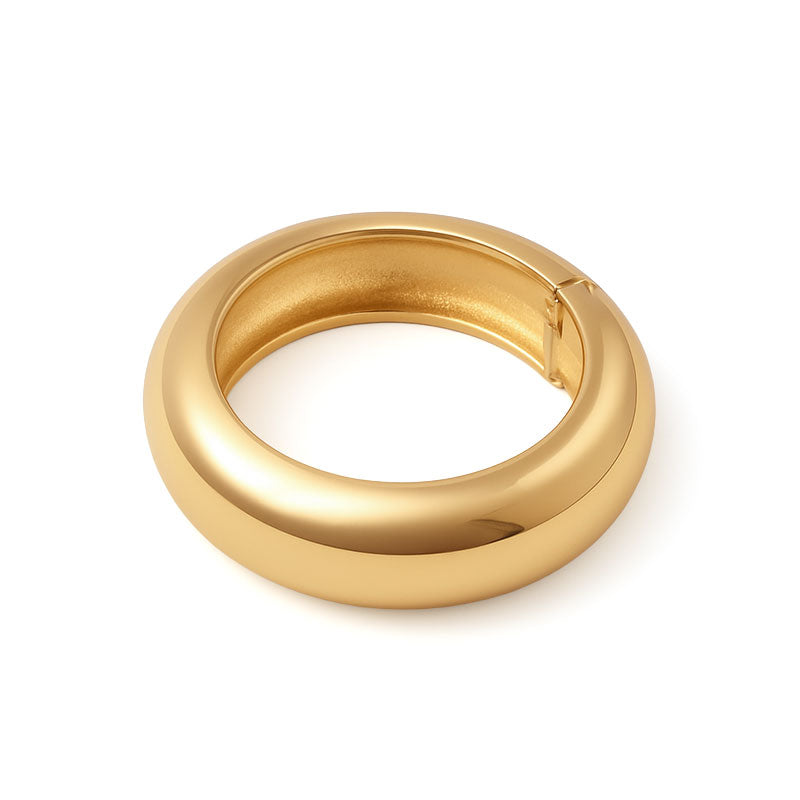 Polished Round Bangle Bracelet – Gold