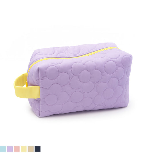 Quilted Floral Makeup Pouch