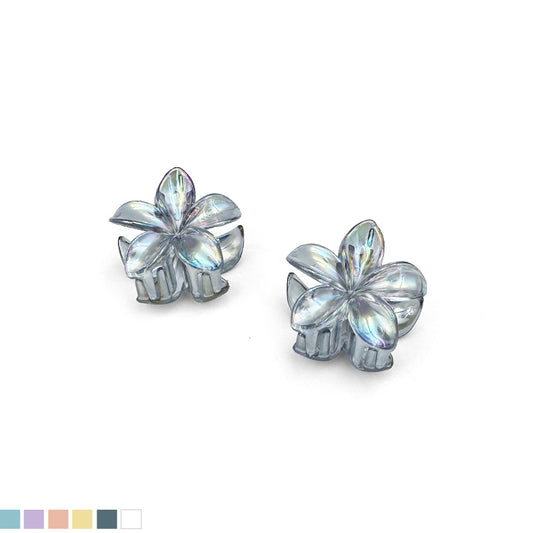 Set of 2 Mini Flower Hair Claws – Transparent Finish