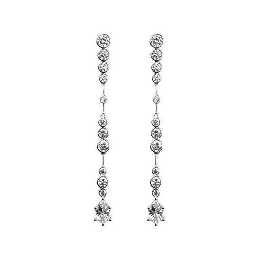 Silver Korean Zircon Drop Earrings