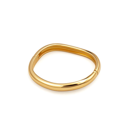 Slim Wave Bangle Bracelet – Gold