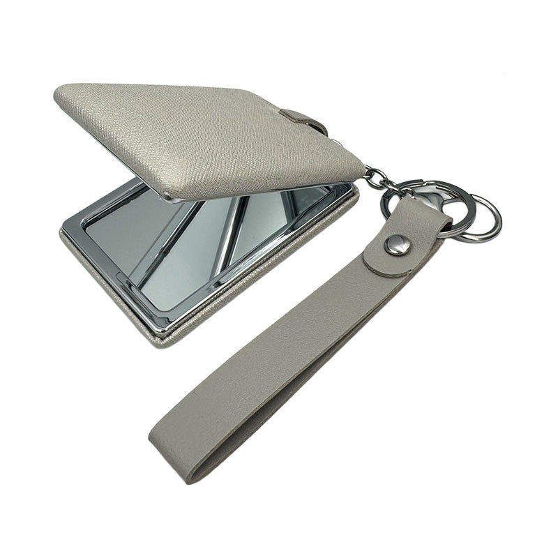 Square Leather Keychain Mirror – Chic Pastel Collection