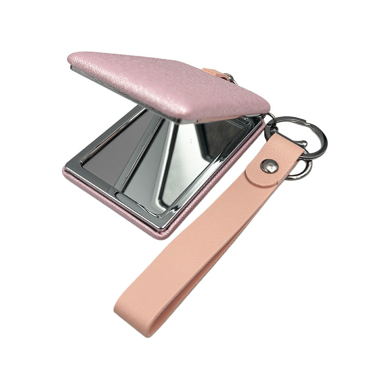 Square Leather Keychain Mirror – Chic Pastel Collection