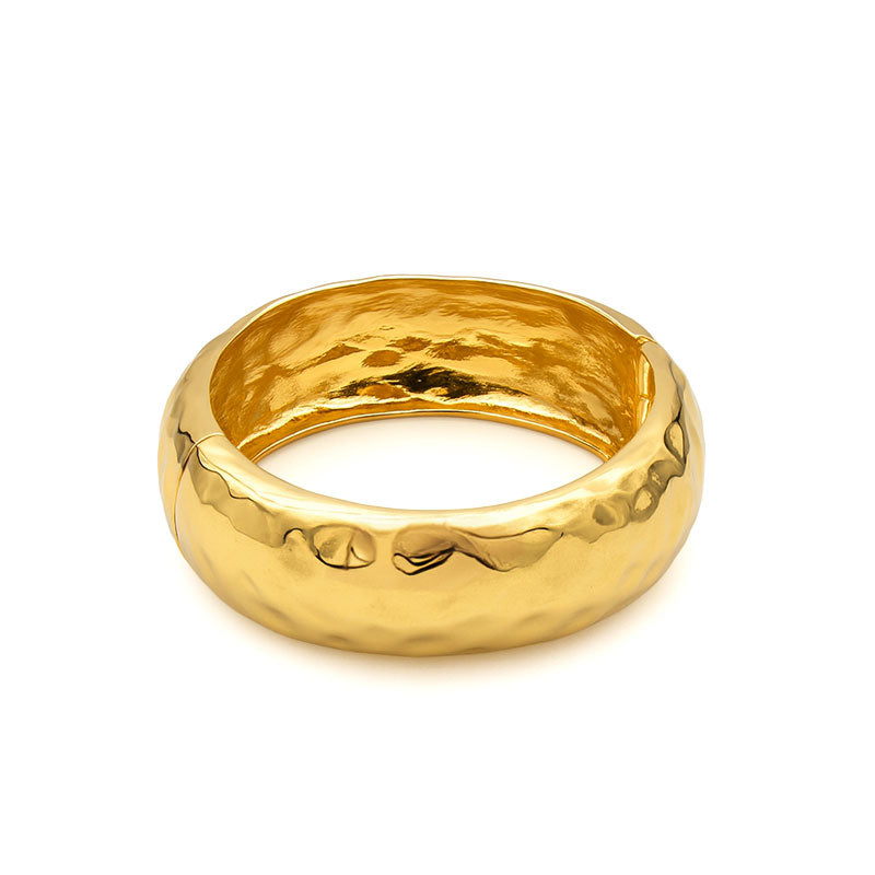Textured Hammered Bangle Bracelet – Gold