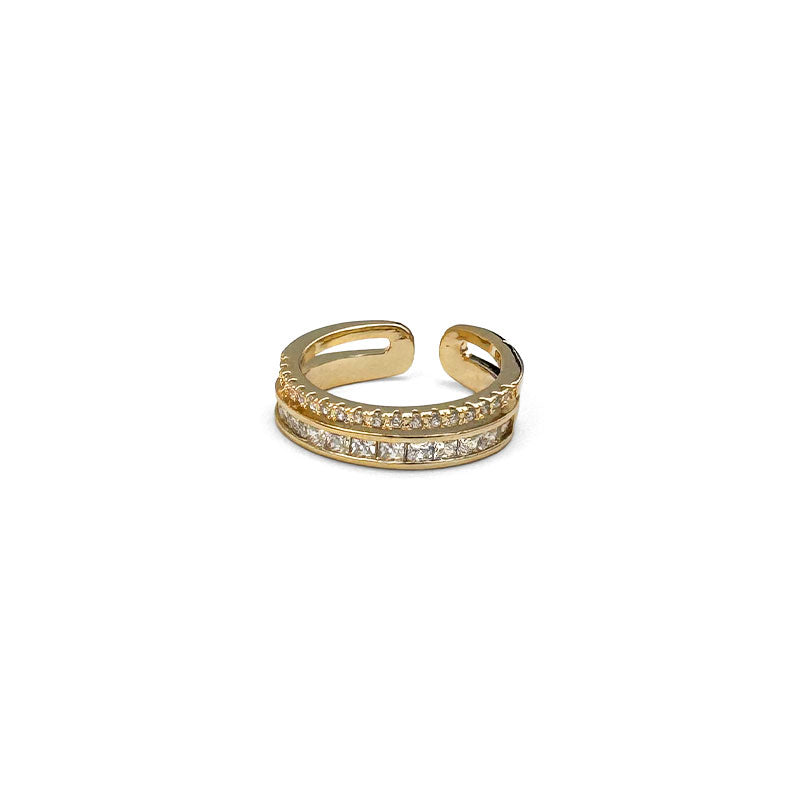 Adjustable Gold Double Row Korean Zircon Durable Material Ring