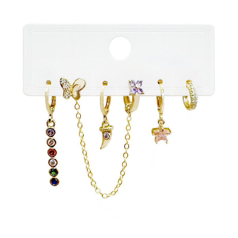 Celestial Charm Chain Earrings Set