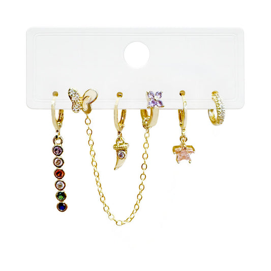 Celestial Charm Chain Earrings Set