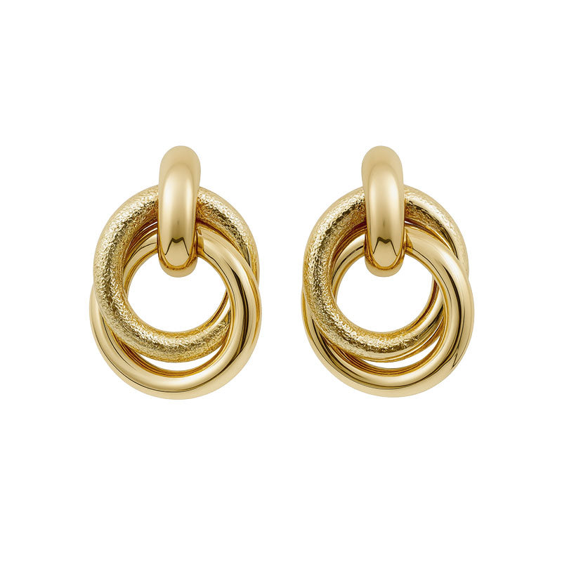 Durable Material Textured Interlocking Hoop Earrings