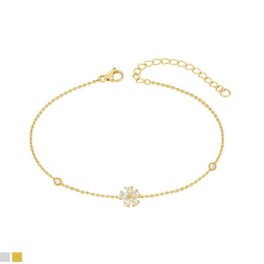 Korean Zircon Flower Bracelet – Available in Silver & Gold