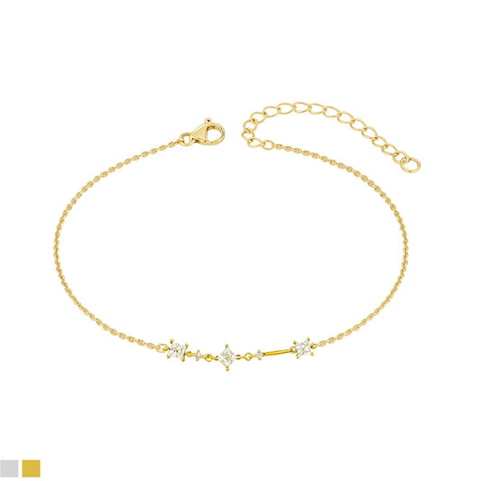 Korean Zircon Shapes Bracelet – Available in Silver & Gold