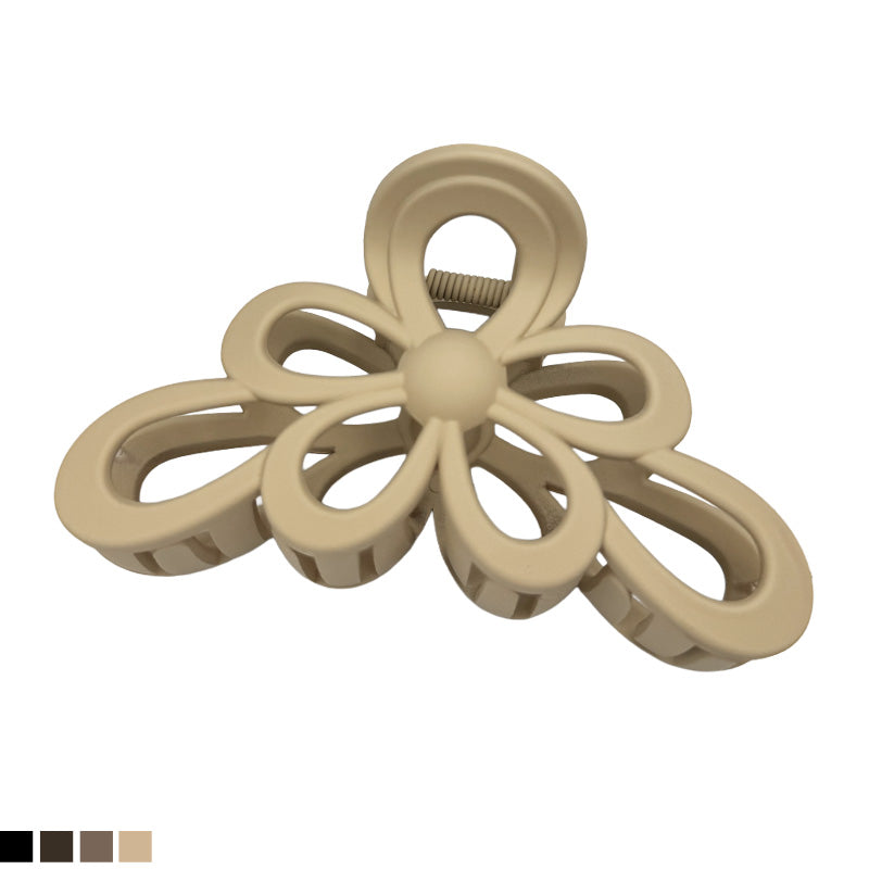 Large Hollow Flower Matte Hair Claw – Neutral Colors