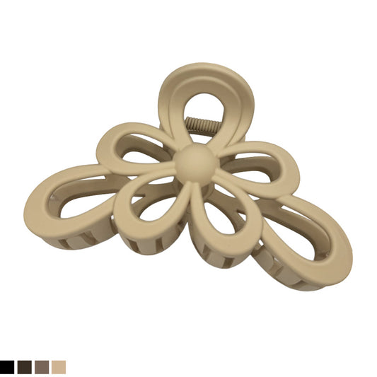 Large Hollow Flower Matte Hair Claw – Neutral Colors
