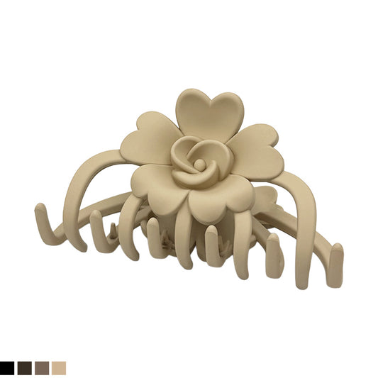 Medium Rose Bloom Matte Hair Claw – Neutral Colors