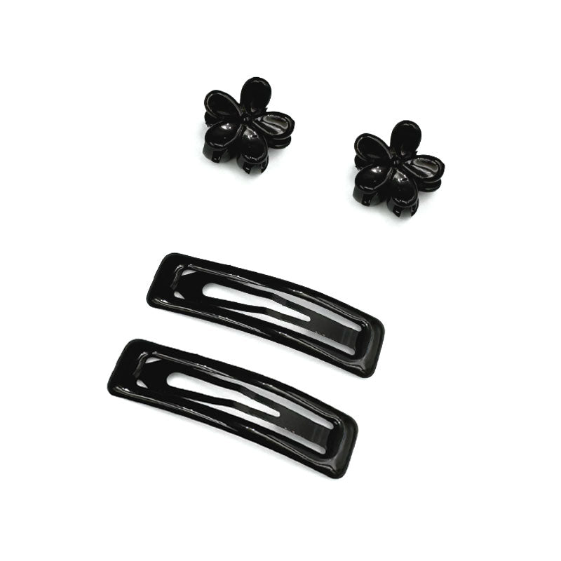 Rectangular Snap Tic Tac Clips with Flower Hair Claws