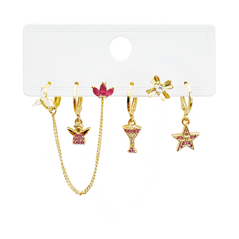 Starry Cocktail Chain Earrings Set