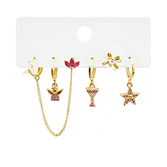 Starry Cocktail Chain Earrings Set