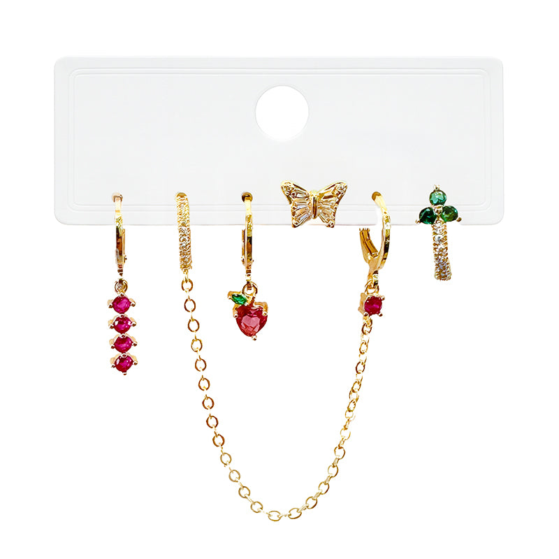 Strawberry Garden Chain Earrings Set