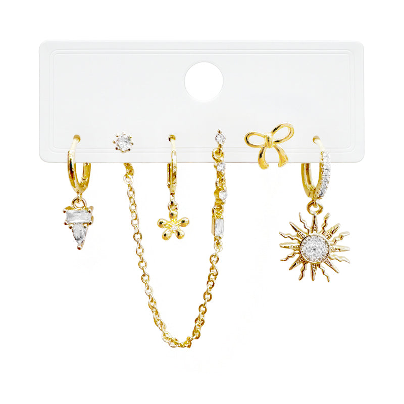 Sunshine Bloom Chain Earrings Set
