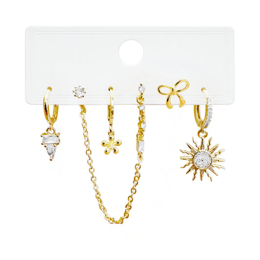 Sunshine Bloom Chain Earrings Set