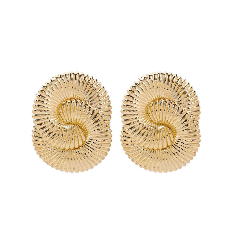 Spiral Textured Gold Earrings