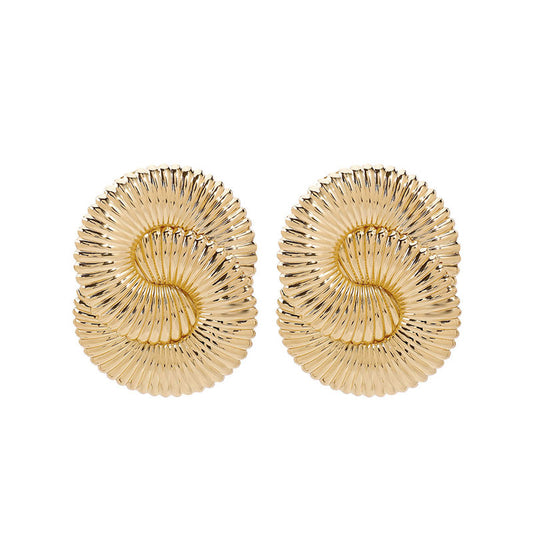Spiral Textured Gold Earrings