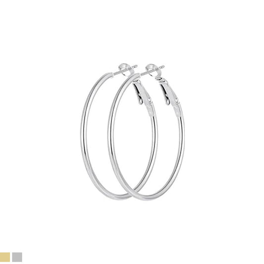 Stainless Steel Basic Hoop Earrings 3.5 cm (2 mm) – Available in Silver & Gold