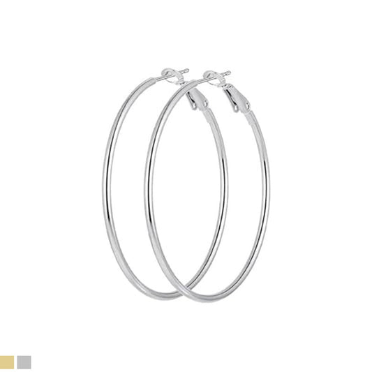 Stainless Steel Basic Hoop Earrings 5.5 cm (2 mm) – Available in Silver & Gold