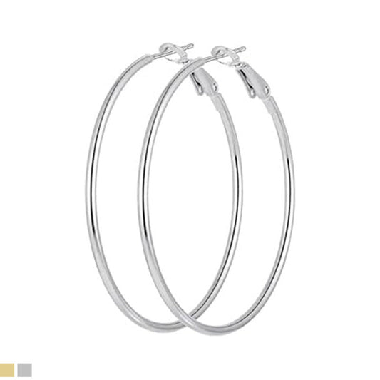 Stainless Steel Basic Hoop Earrings 6.5 cm (1.5 mm) – Available in Silver & Gold