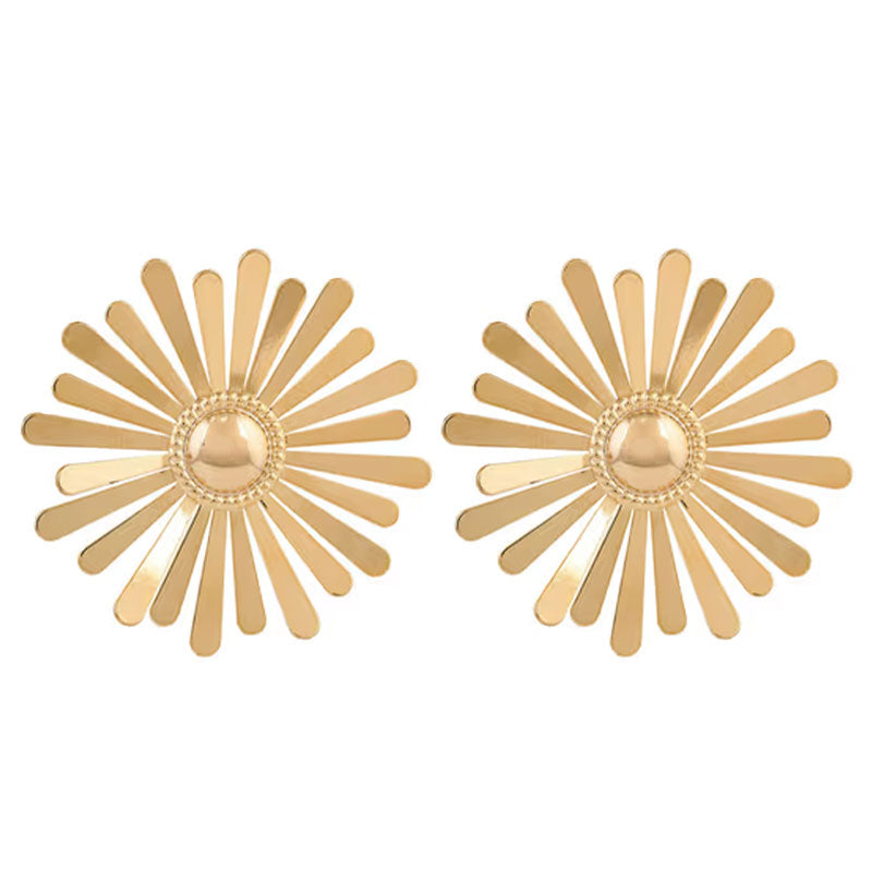 Sunburst Stud Gold Earrings