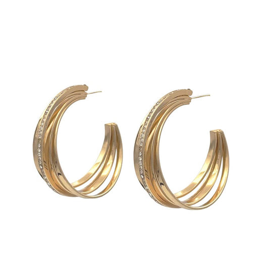 Triple Hoop Gold Earrings