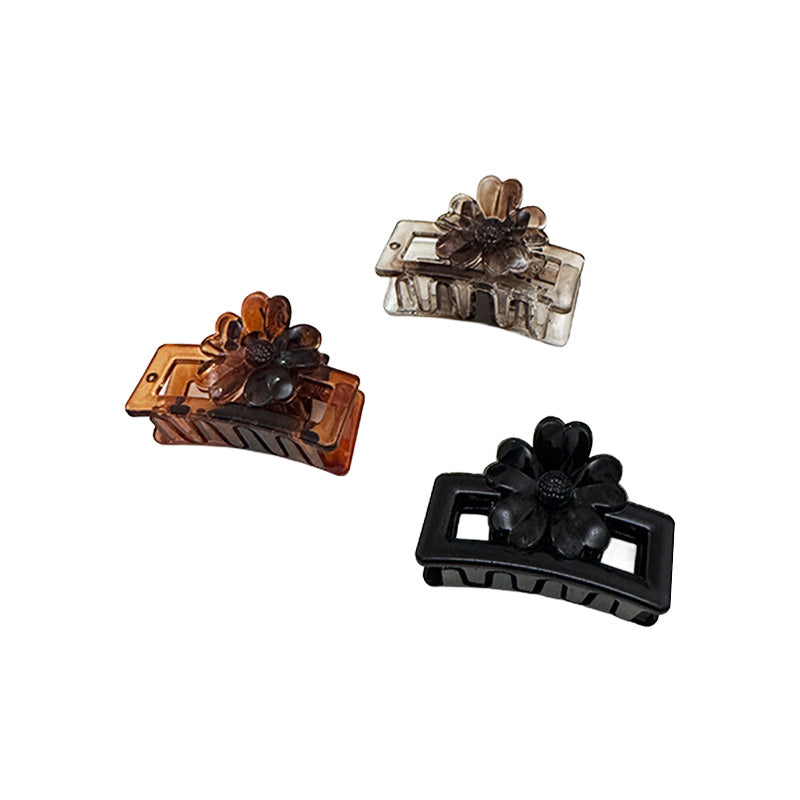 Set of 3 Mini Shiny Flower Hair Claws