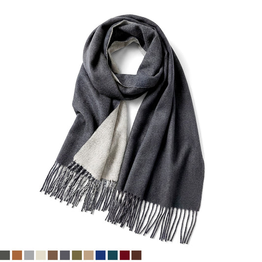 Double-Sided Big Winter Scarf - Solid Color