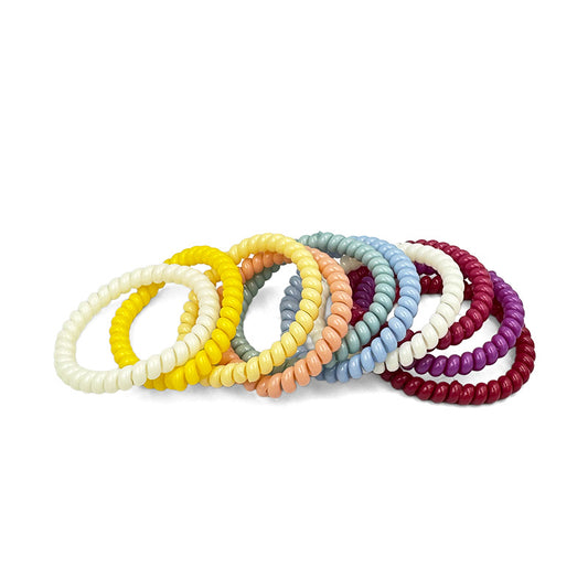 Colorful Pack of 10 Slim Spiral Hair Ties